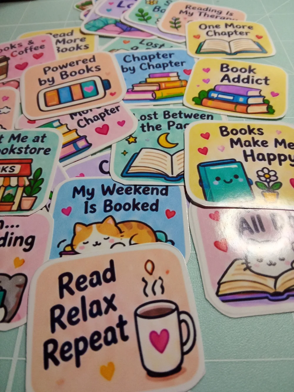 Cute Book-Themed Sticker Pack - Pastel Multi-Color